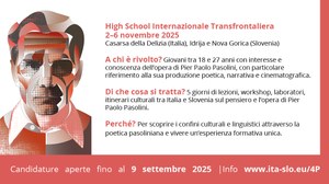 Pasolini High School Internazionale Transfrontaliera dal 2 al 6 novembre 2025 - Candidature aperte!